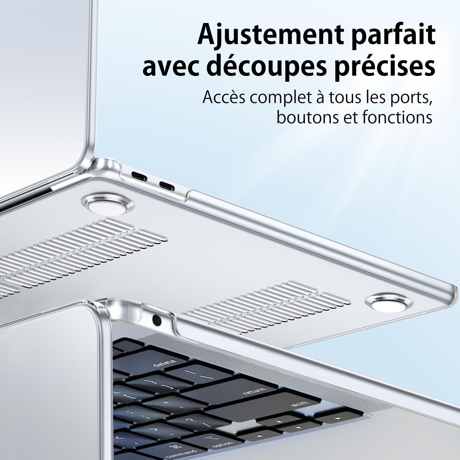 Coque Compatible MacBook Air 13 M1 2021-2018 A2337 A2179 A1932, Plastique Etui Rigide Cristal + Couverture de Clavier TPU