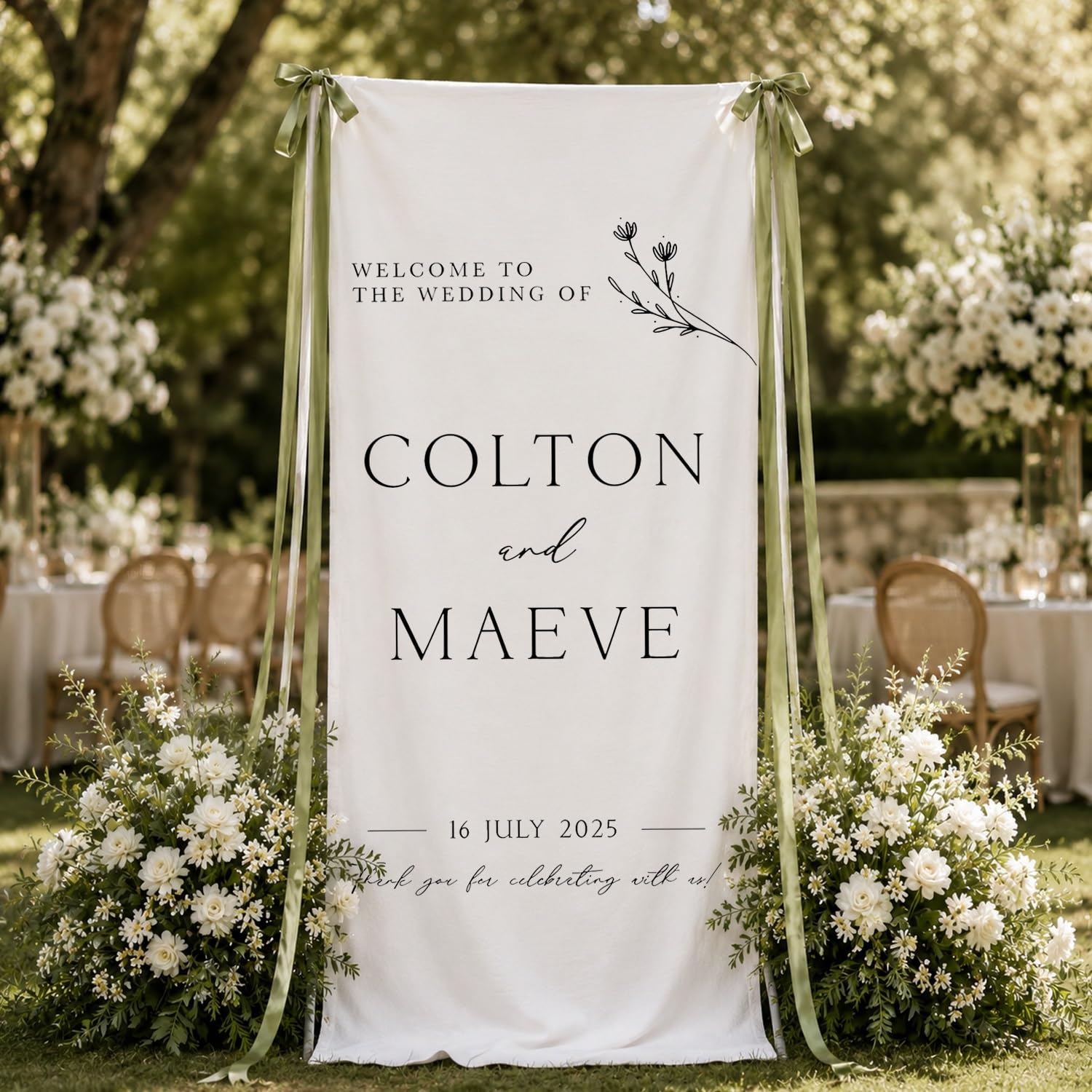 Custom Linen Wedding Welcome Sign | Personalized Fabric Banner For Wedding Reception | Elegant Hanging Canvas Wedding Signage | Minimalist Modern Decoration(75x200 cm)