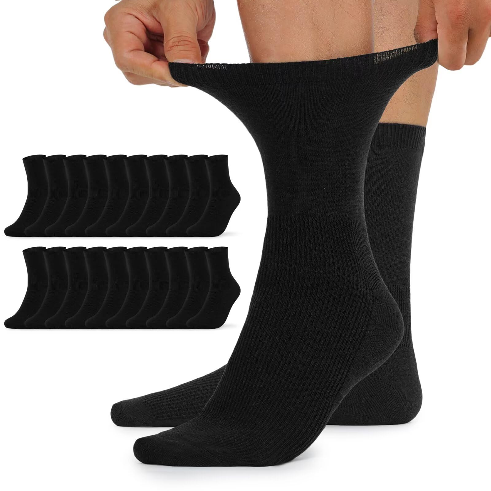 10 Paia Calzini Uomo senza Elastico Calze Donna per Diabetici Cotone Extra Larghi da Lavoro
