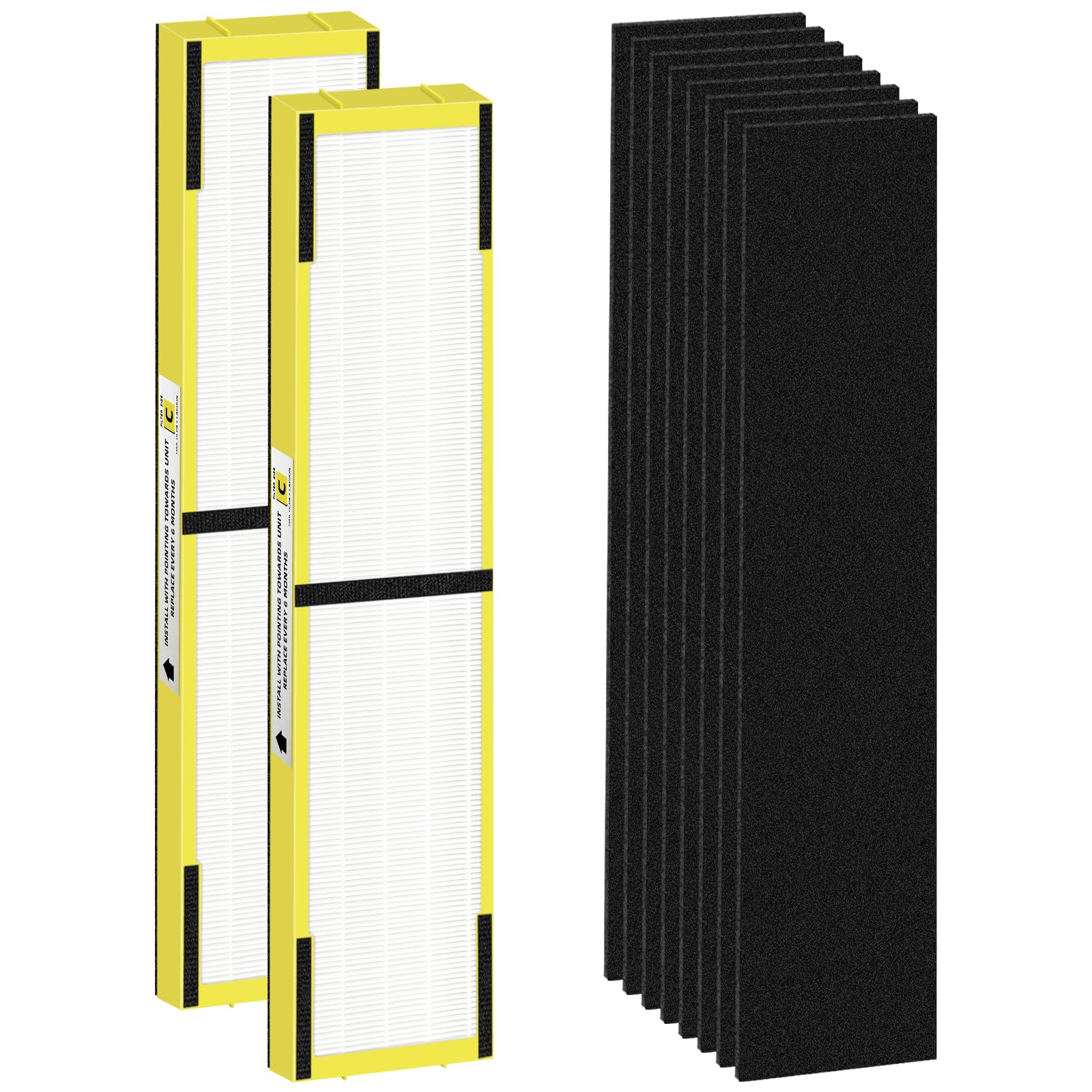 FLT5000 Replacement Filter C for Germ-Guardian Air Purifier AC5000 AC5000E AC5250PT AC5350B AC5350BCA AC5350W AC5300B,2 True H13 HEPA Filters+8 Activated Carbon Pre-Filters