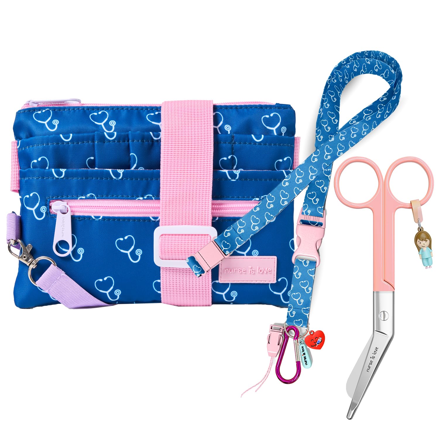 Cadeau infirmière set de 3 pièces avec sac banane rose et ciseaux