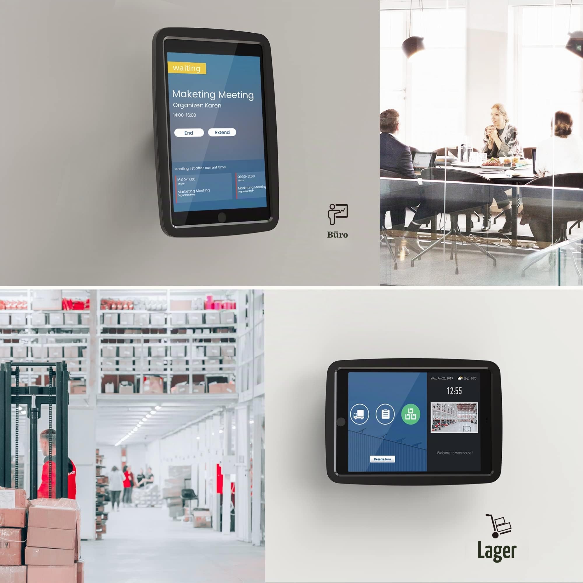 Tablet Wandhalterung Kompatibel mit 10.2 Zoll iPad 7/8th/9th Generation, Anti-Diebstahl iPad Kiosk Wandhalterung für Business und Smart Home, Schwarz