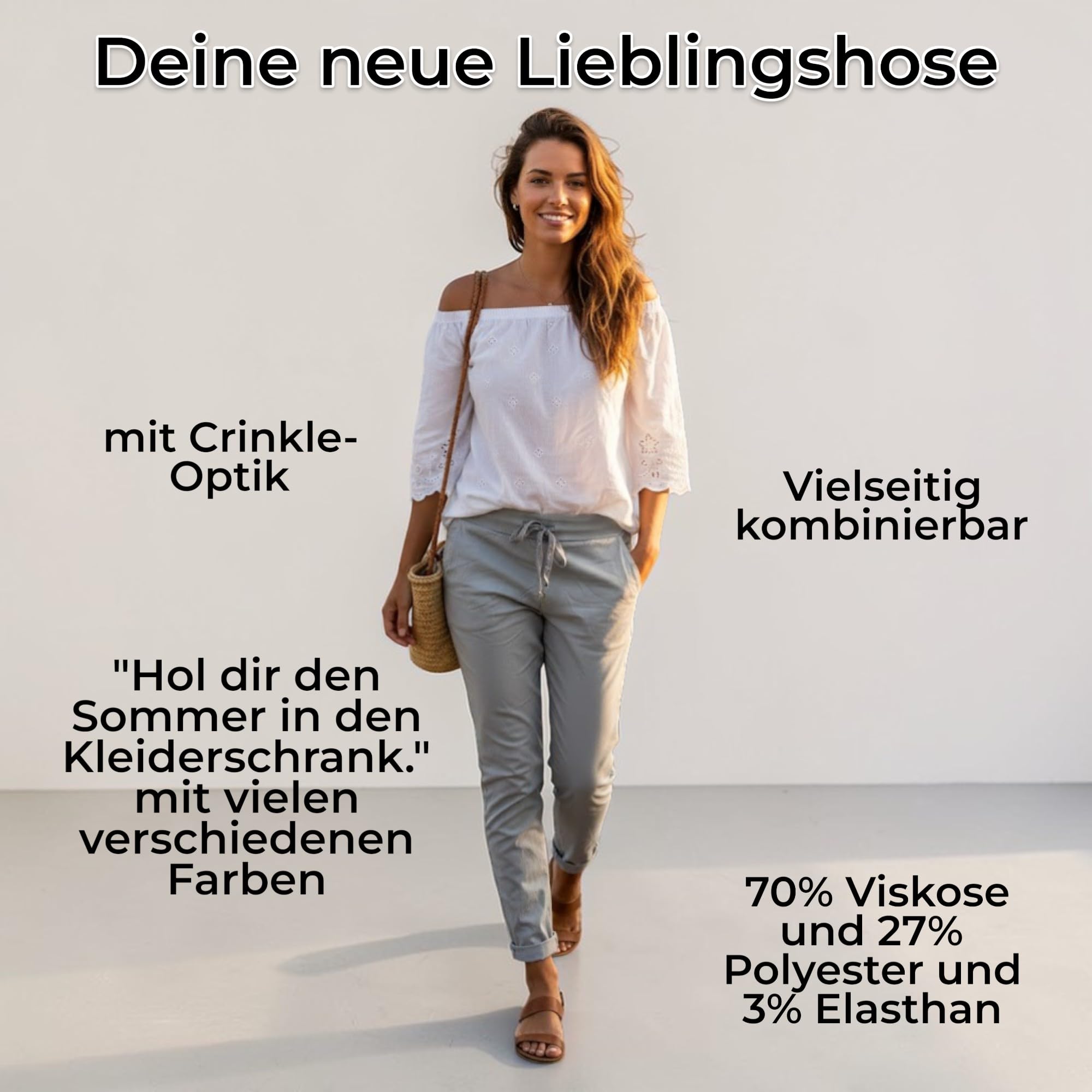 Pantaloni da jogging da donna in stile vintage, per tempo libero, sport e fitness 8115, grigio chiaro, 46/50 IT
