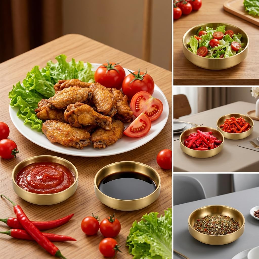 Sauce Dish, 4 PCS, Gold, 3.5 Inch, Round