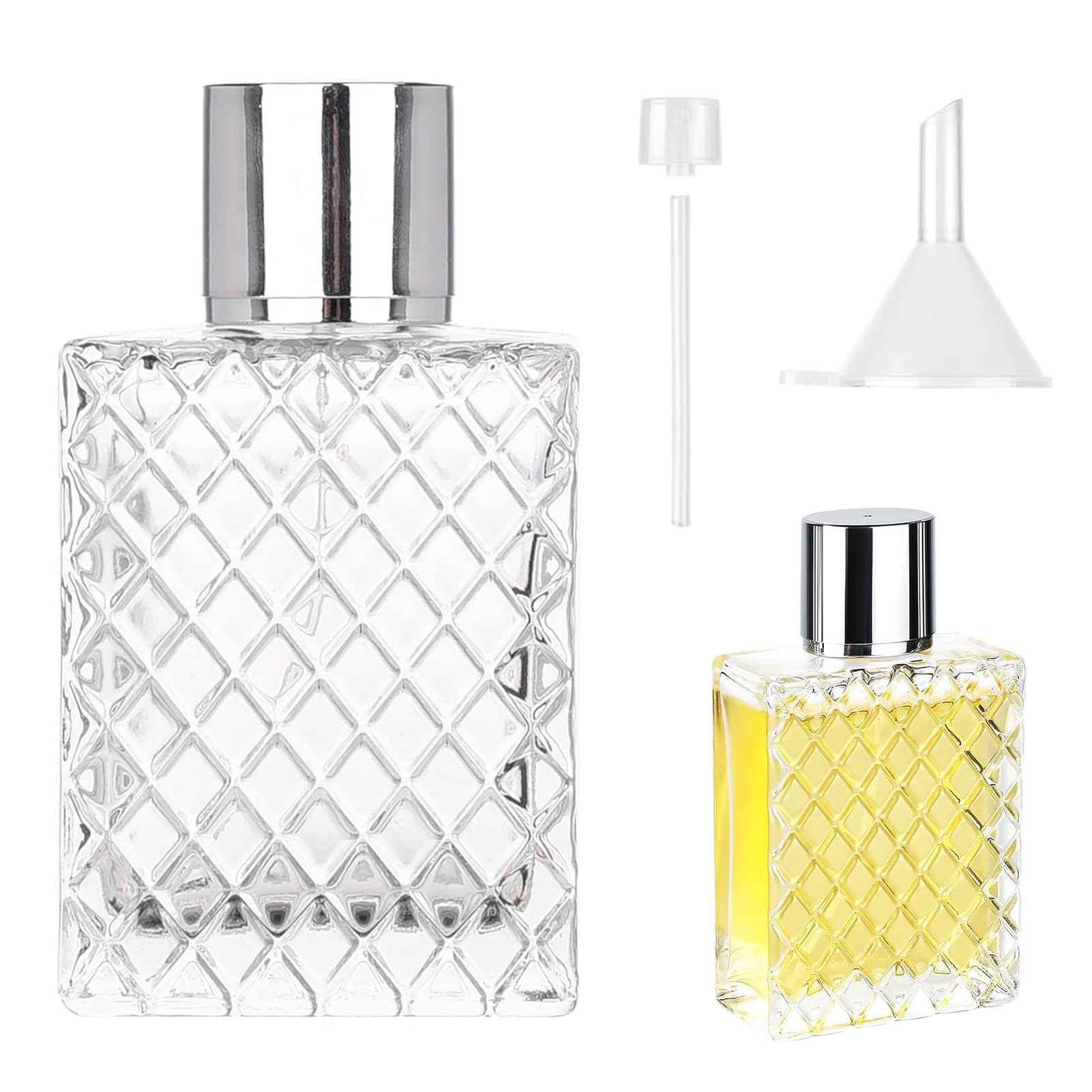 1Pcs Perfume Bottle with Long Nozzle Sprayer and Funnel Refillable Perfume Bottle Storage and Use Perfumes Essential Oils Air Fresheners Aromatherapy Toners Humidifier Sprays for Home Office Journey