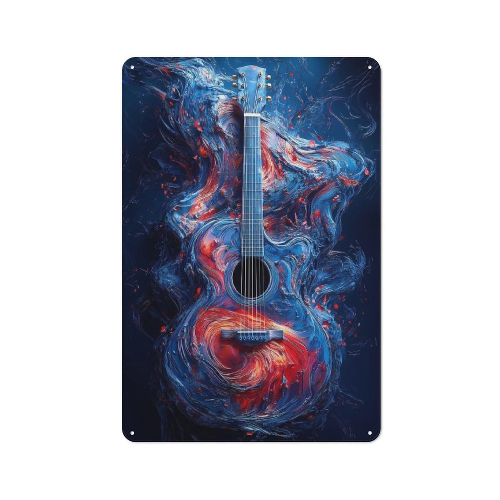 Junmoney Abstract Guitar Art Metal Wall Sign 30X20cm Featuring For Bar Or Restaurant, For Themed Interiors In Bars And Restaurants