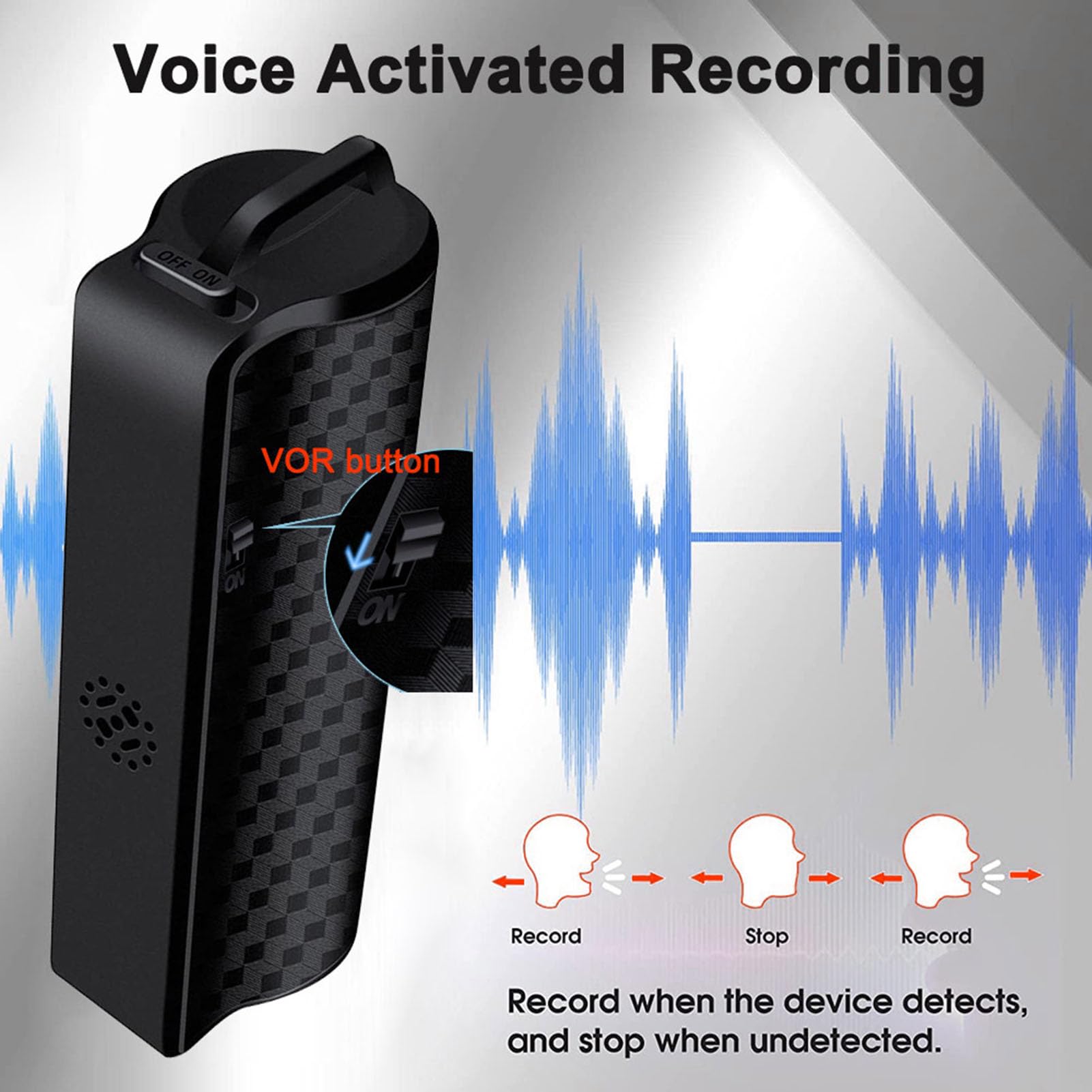 Bewinner Grabadora de Voz Magnética, Grabadora de Voz AI, Reducción de Ruido Triple Inteligente AI, Grabación Continua de 334 H, Pequeña Digital Activada por Voz para Reuniones, (128GB)