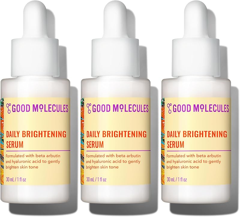 Good Molecules Daily Brightening Serum with Beta Arbutin, Pack of 3 | Gently brightens the look of skin tone with beta arbutin and hyaluronic acid. Lightweight, gentle, and layers well.