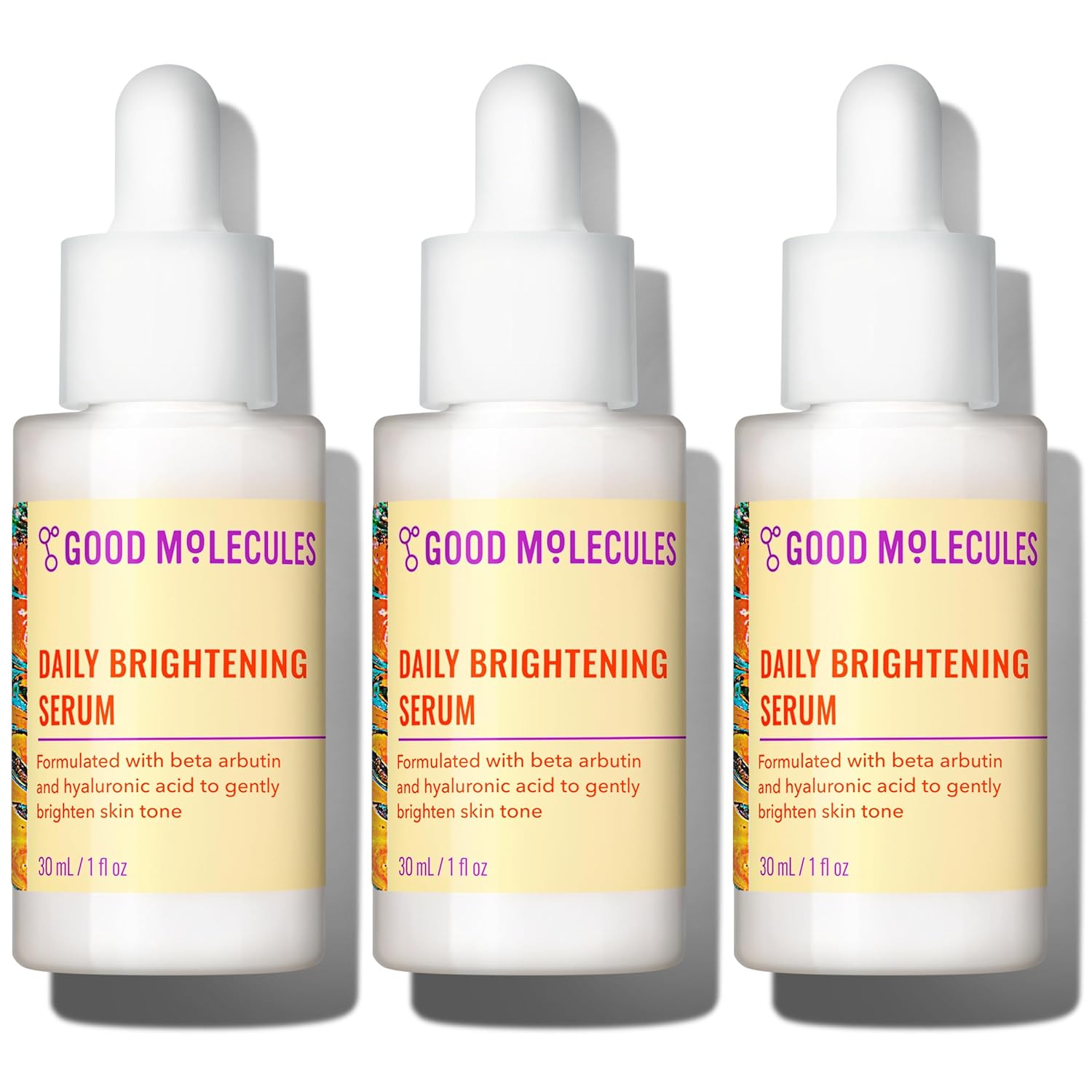 Good Molecules Daily Brightening Serum Pack 3 – 1 fl oz / 30 ml Each | Lightweight Brightening Serum with Beta Arbutin 3% & Hyaluronic Acid for Even-Looking Skin