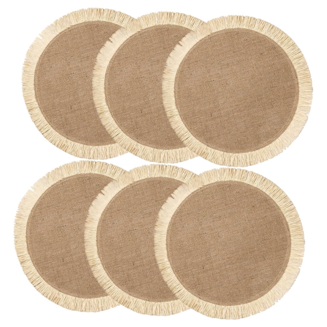 Set de table ronds isolants en jute de qualité supérieure x6