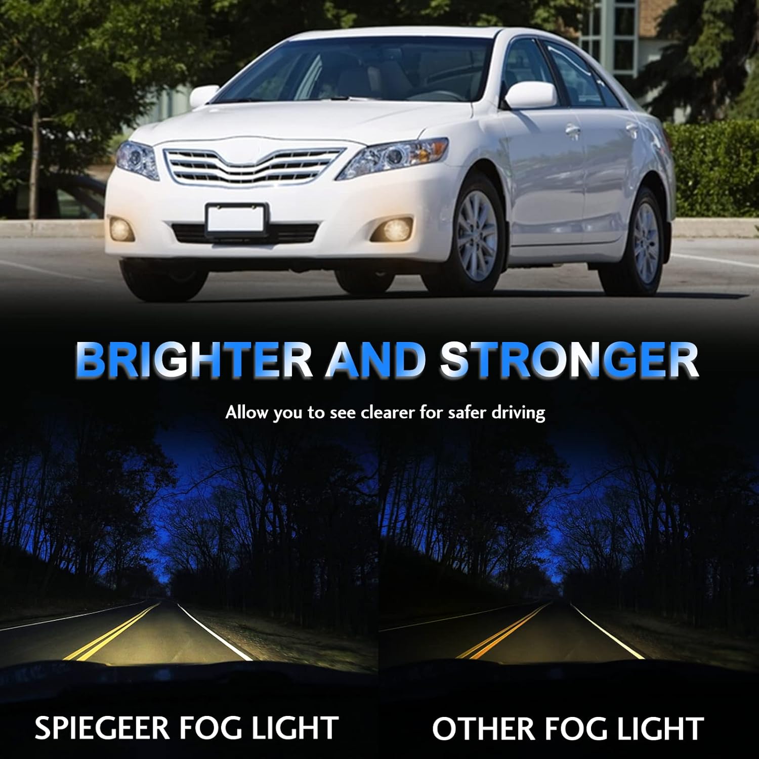 Fog Lights Assembly for 2010 2011 Toyota Camry Replacement Kit Fog Lamps with Wiring & Switch H11 12V 55W Halogen Bulbs Clear Lens