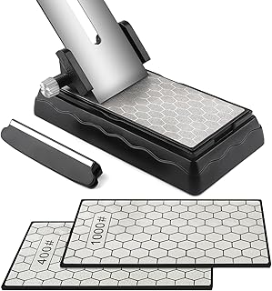 Lanstics Chisel Sharpening Kit, Diamond Sharpening Stones with Honing Guide Knife Sharpener Stone for Chisel Plane Sharpening Stone Set Fine/Coarse Diamond Sharpening Plate with Angle Guide (400/1000)