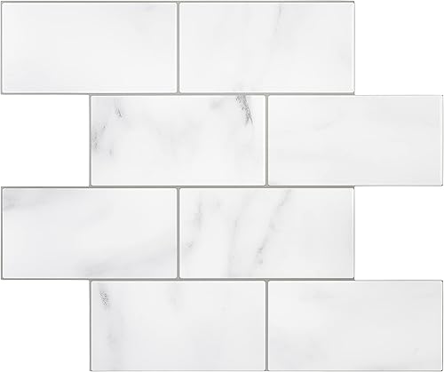 Avant Decor Azulejos de metro medianos de gel 3D  Azulejos de salpicaduras para cocina y baño  PVC grueso  5 x 5 pulgadas  Azulejo cortado de muestra