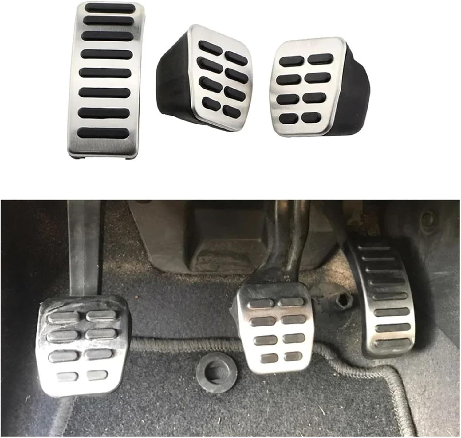 Car Pedal Car Pedal Cover Compatible for VW Polo 9N 6R Bora Golf MK4 IV Ibiza 6K 6L 6J Skoda Fabia Clutch Gas Brake Pedals Pads(3Pcs)