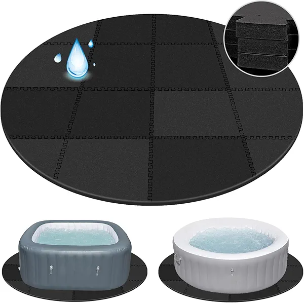 78 Inch Round Hot Tub Mat - Extra-Thick Interlocking Hot Tub Protective Pad Spa Pool Foam Insulation Mat Ground Base Flooring Protector for Portable Inflatable Hot Tub Accessories Outdoor Indoor