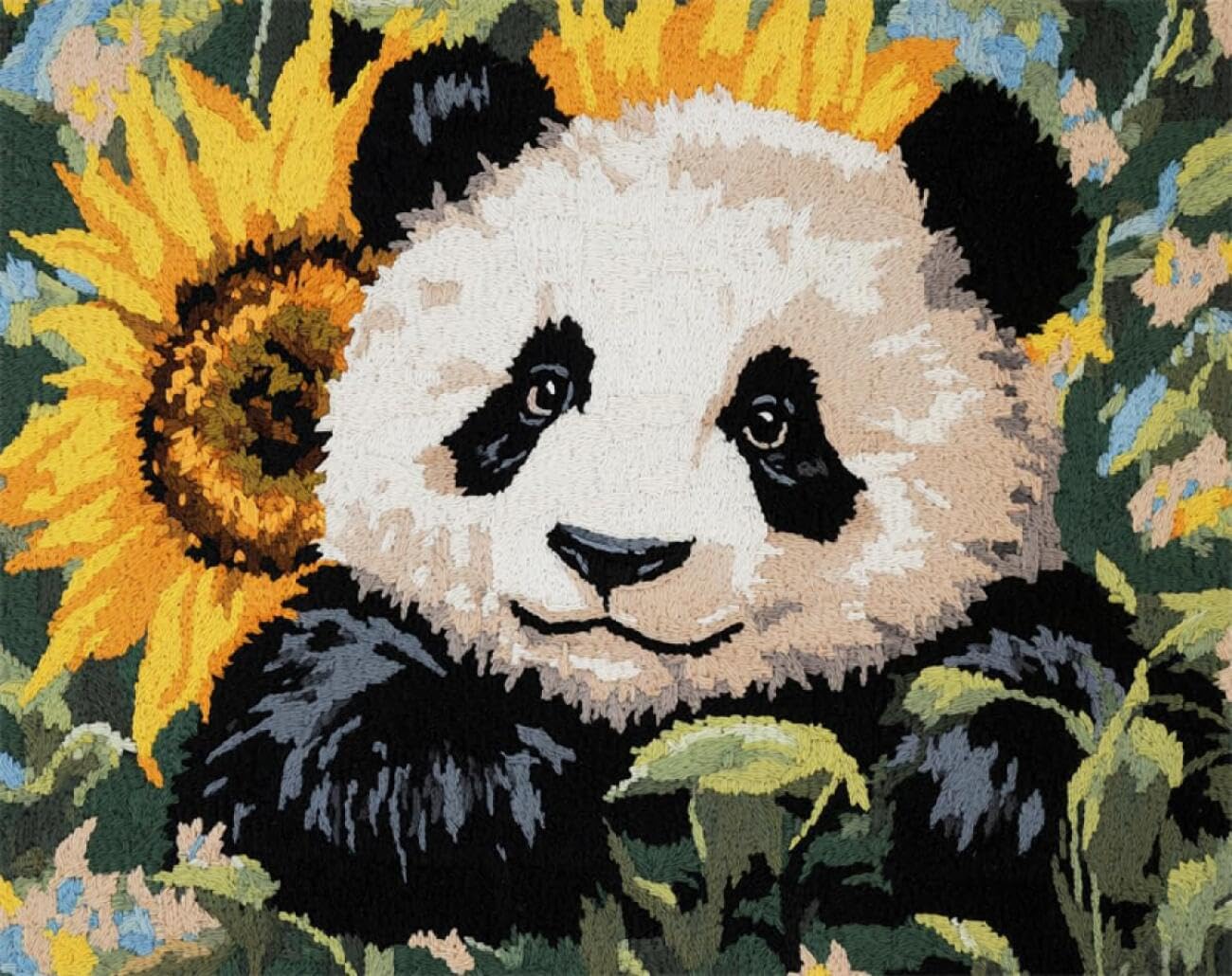 AxiangziK DIY Embroidery Kits Pandas and Flowers 11CT 60x80cm