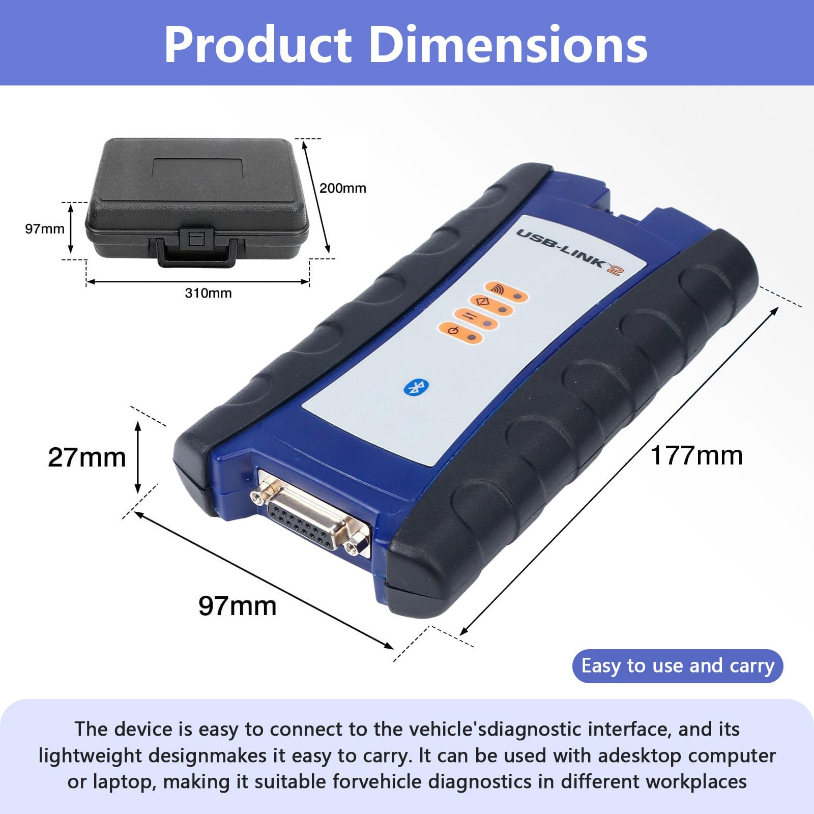 Escáner Universal para Camiones diésel NEXIQ-2 USB Link + Software,Interfaz para Camiones diésel,Herramienta de diagnóstico para vehículos Pesados,conexión USB/Bluetooth BluetoothVersion