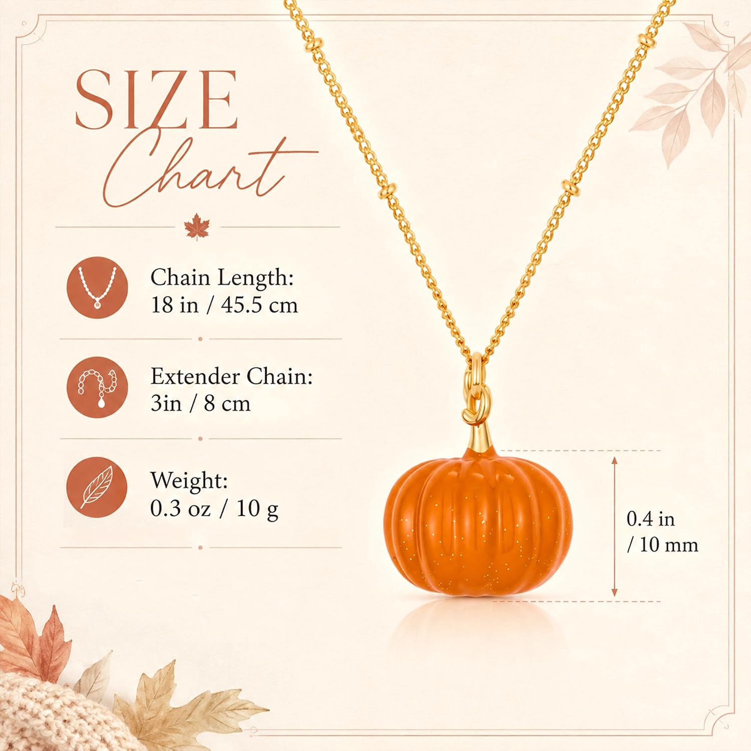 Pumpkin Pendant Necklace For Women Fall Thanksgiving Jewelry