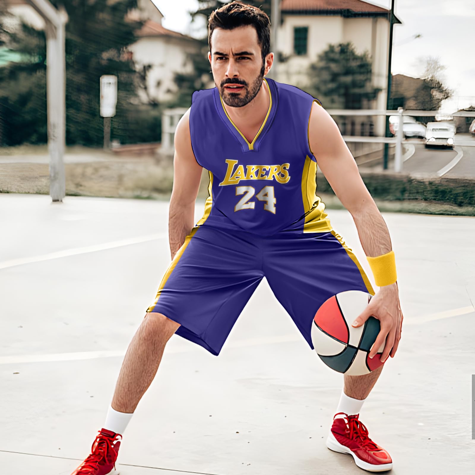 Pardofelis Basketball Trikot für Herren, Basketball Jersey Trainingskleidung Ärmelloses Atmungsaktives Sportbekleidung, Basketball T-Shirt Weste und Shorts mit 2 Schweißband Set