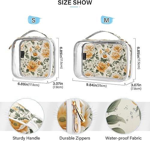 Miniatura 4 de Floral Flower Clear Toiletry Bag for Traveling,2 Pack Makeup Cosmetic Bag with Zipper,Travel Bag for Toiletries,Travel Essentials 21215275