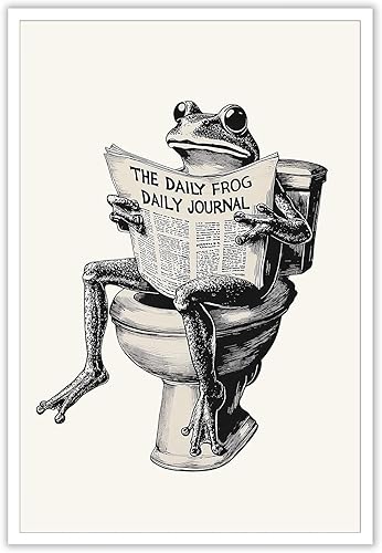 Miniatura 13 de FBKDVC Póster de rana jugando banjo lienzo para pared, diseño de cómics vintage, retro, lindo animal para pintura bohemia, sala de estar, arte rana