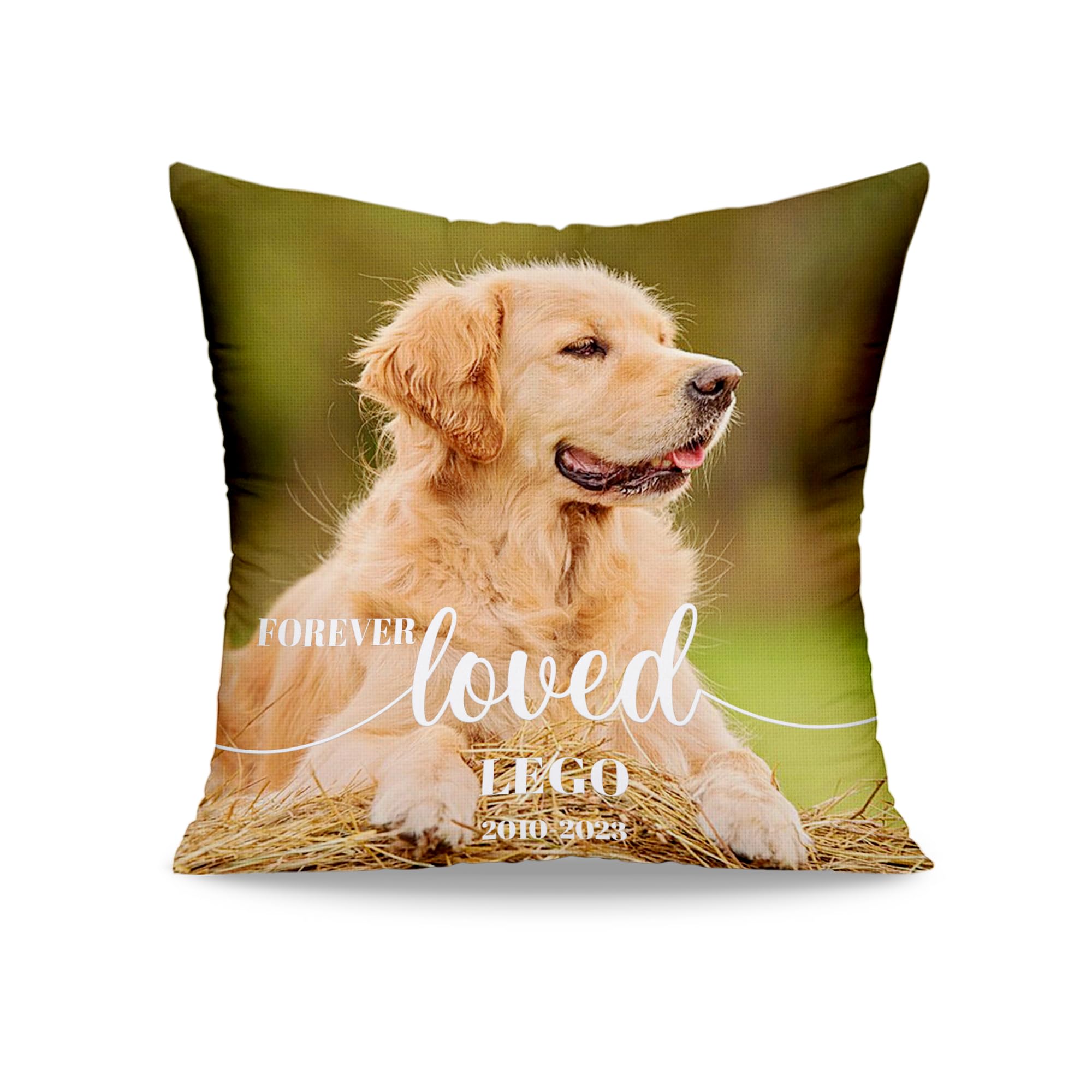 Funny DIY Personalized Dog Memorial Throw Pillows with Pictures Name, Custom Pet Memorial Gifts for Loss of Dogs, Dog Cat Memorial Pillow, Customized