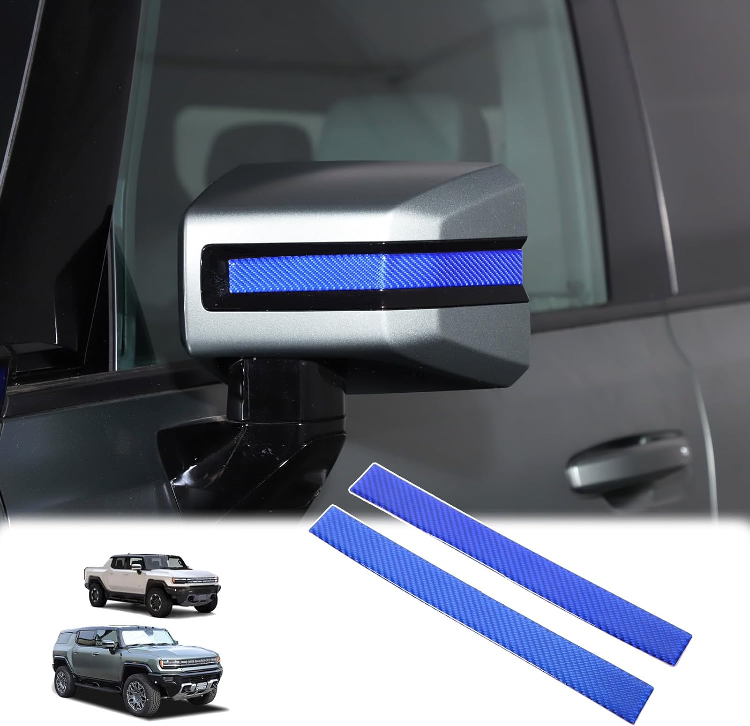 for Hummer EV Rearview Mirror Anti-Collision&Scratch Scraping Strip,Real Carbon Fiber Rearview Mirror Protector Compatible with Hummer EV 2024 Exterior Accessories 2PCS (Black)