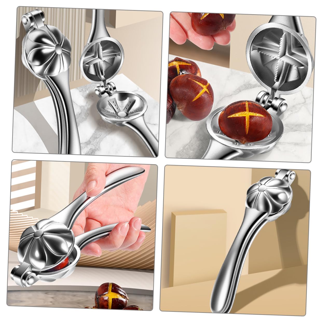 Alipis 4pièces Outil Ouvreur De Châtaignes Pince Pratique pour Éplucher Noix Et Fruits Secs Outil De Cuisine Manuel Et à
