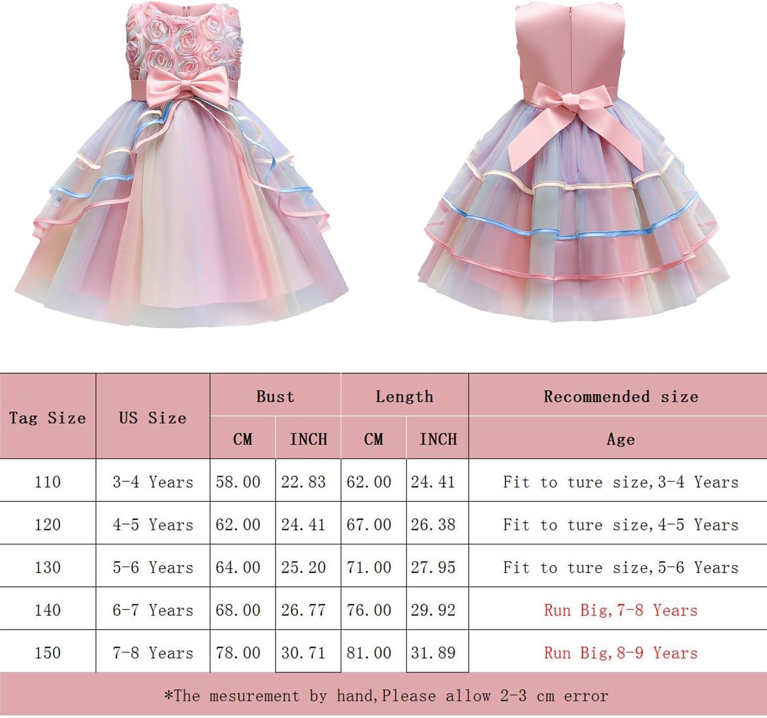 NNJXD Flower Girl Dress Kids Ruffles Lace Party Wedding Dresses 5-6 Years 736 Blue