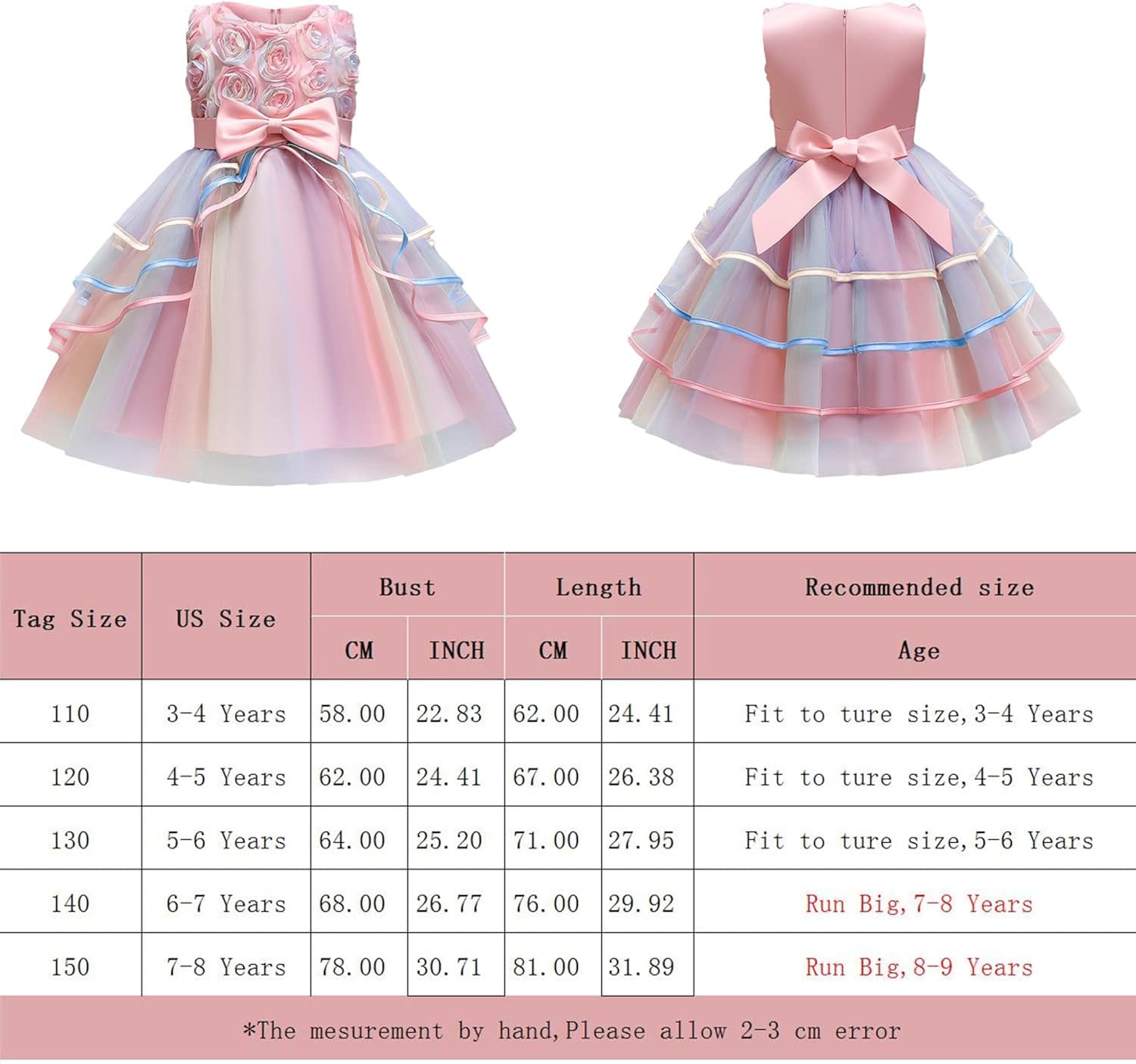 NNJXD Flower Girl Dress Kids Ruffles Lace Party Wedding Dresses 5-6 Years 736 Blue