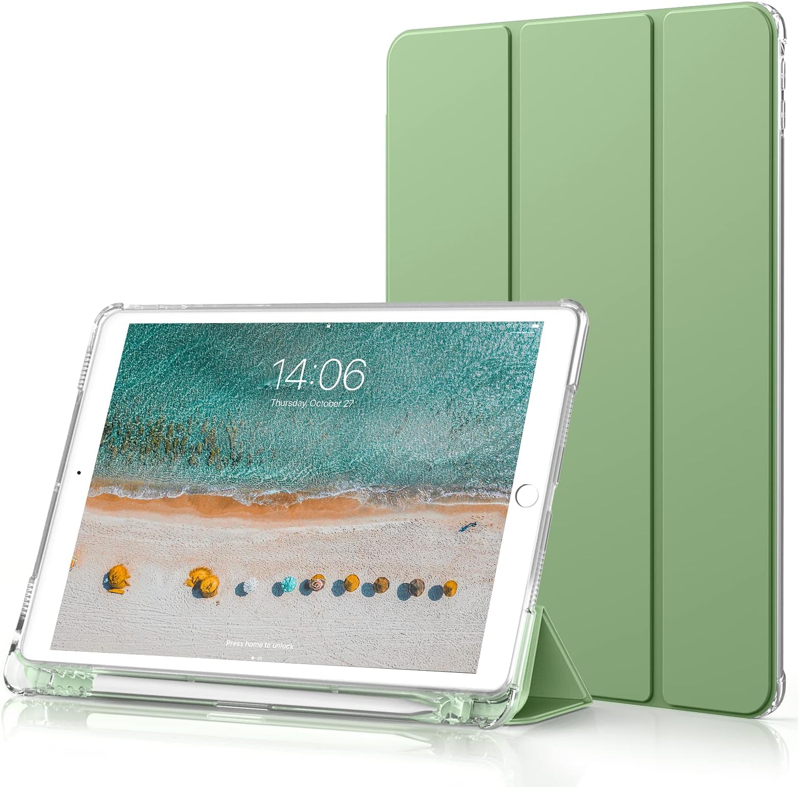 Aoub Case for iPad Air 3rd Generation/Pro 10.5, Trifold Stand Auto Sleep/Wake Slim Smart Cover Frosted Translucent Soft TPU Shockproof Case with Pencil Holder for Air/Pro 10.5 inch, Light Green