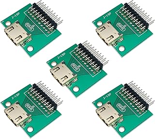 5pcs HDMI Female 19 Pin Plug Soldering Wire Type Test PCB Board Adapter PCB Test Socket Test Board with Pitch 2.54mm pin Right Angle Bending Needle