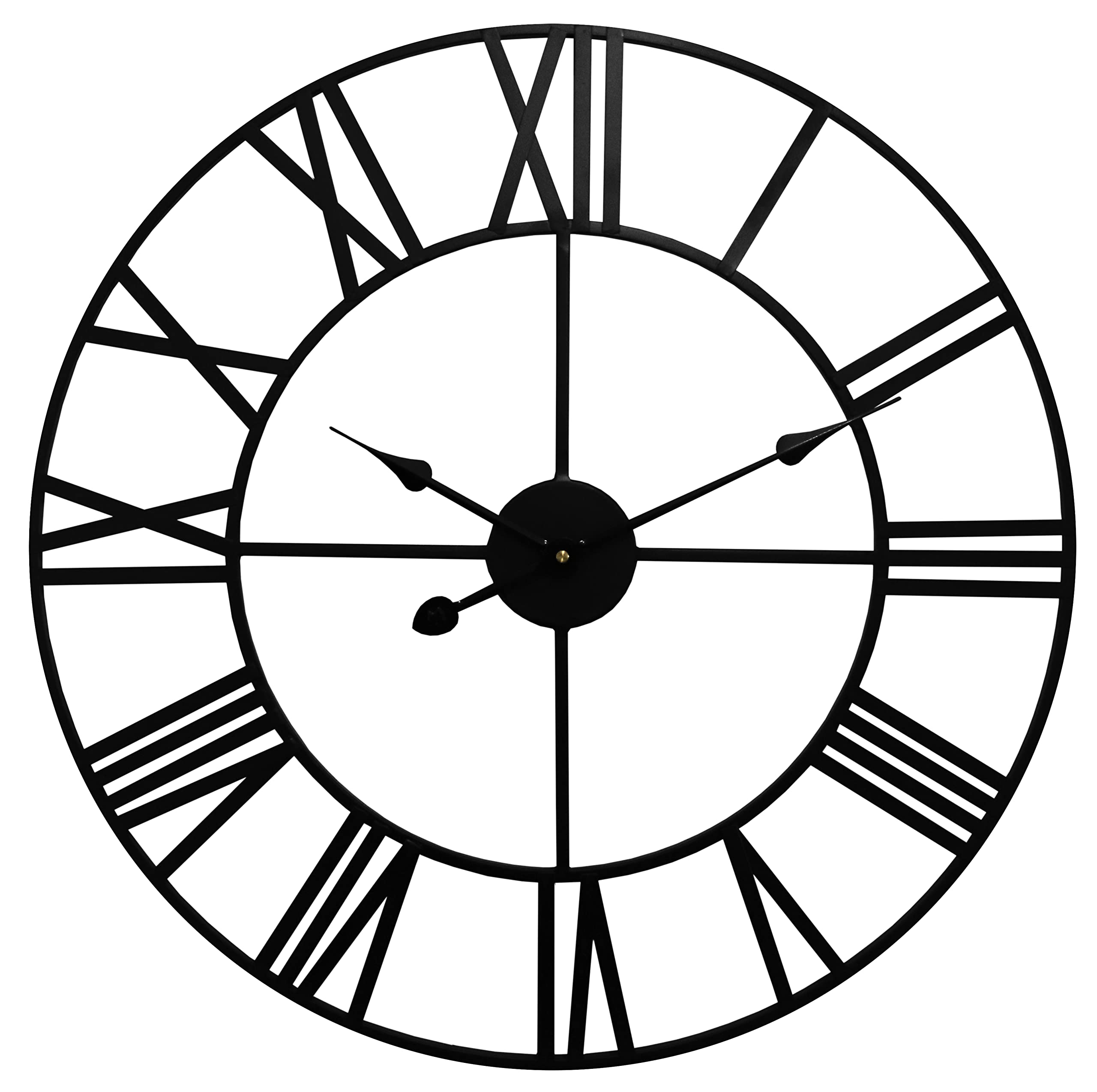 Technoline Metall-Wanduhr 60cm,XXL, Vintage Wanduhr mit römischen Ziffern,extra leises Uhrwerk,Designer Wanduhr,für Schlafzimmer,Wohnzimmer,Küche,Halle,Lobby Metall,schwarz,WT1615