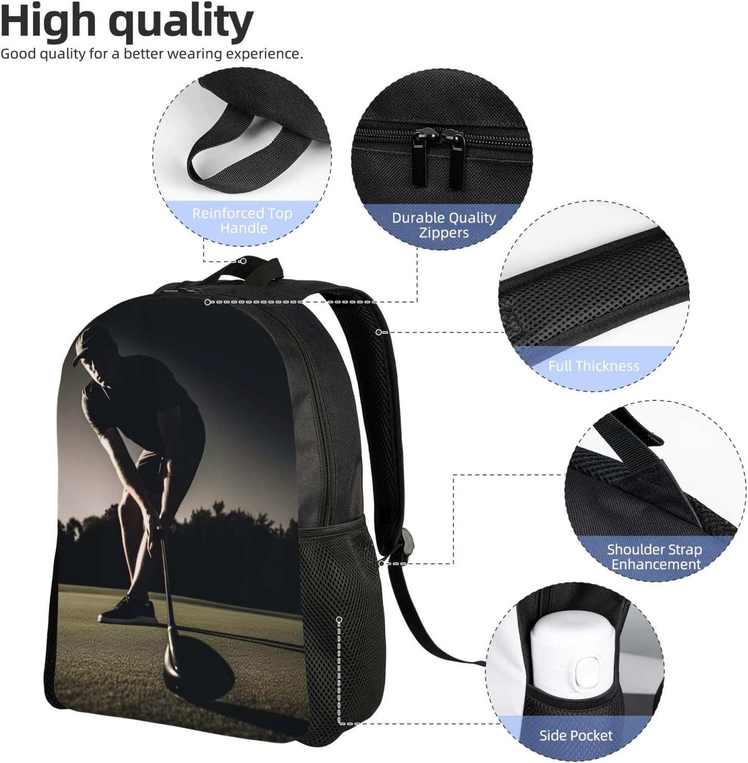 Travel Backpack Golf Fitness Carry on Backpack Lightweight Business 15.6inch Laptop Backpack for Men Women image 3