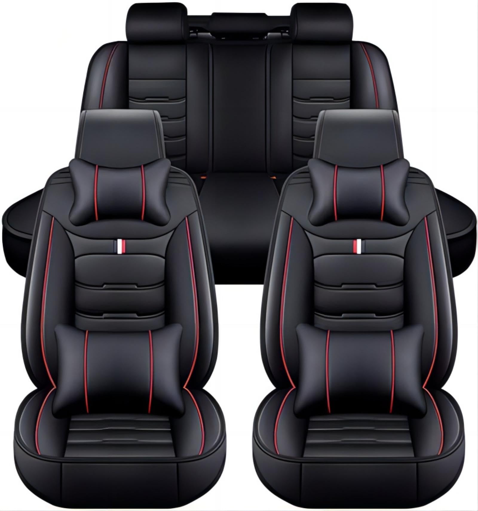 Copri Sedili per Auto Universale per Volkswagen Golf GTD 6 Golf 7 GTI, Coprisedili Auto Full Sets, Resistente all’Acqua, Traspirante E Resistente all'Usura，Facile da Pulire(Black Red)