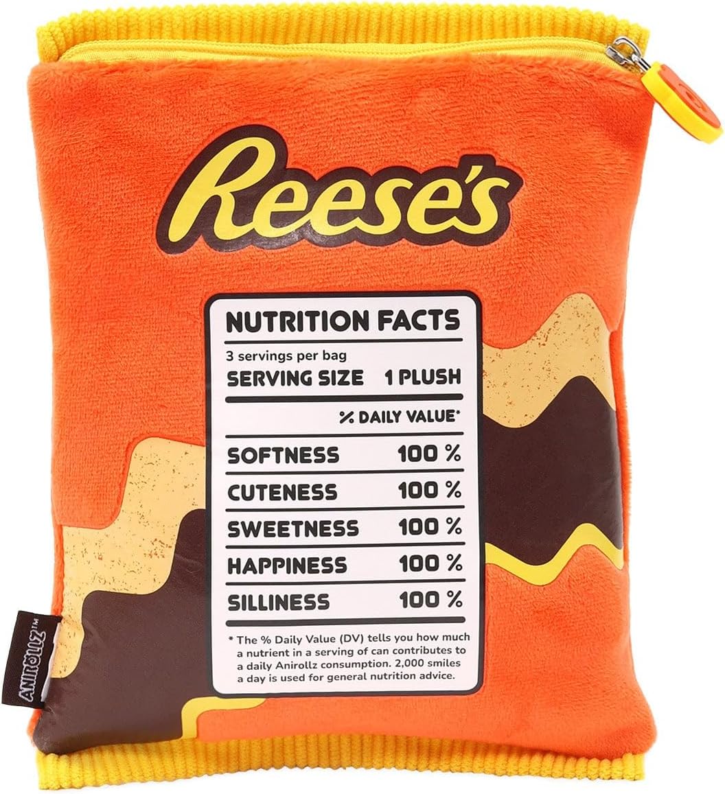 Anirollz x Hershey Reeses Snack Bag Mini Plush Set – Kawaii Collectible Plush Toys – 3-Color Kittiroll, Brown Foxiroll & Chickiroll