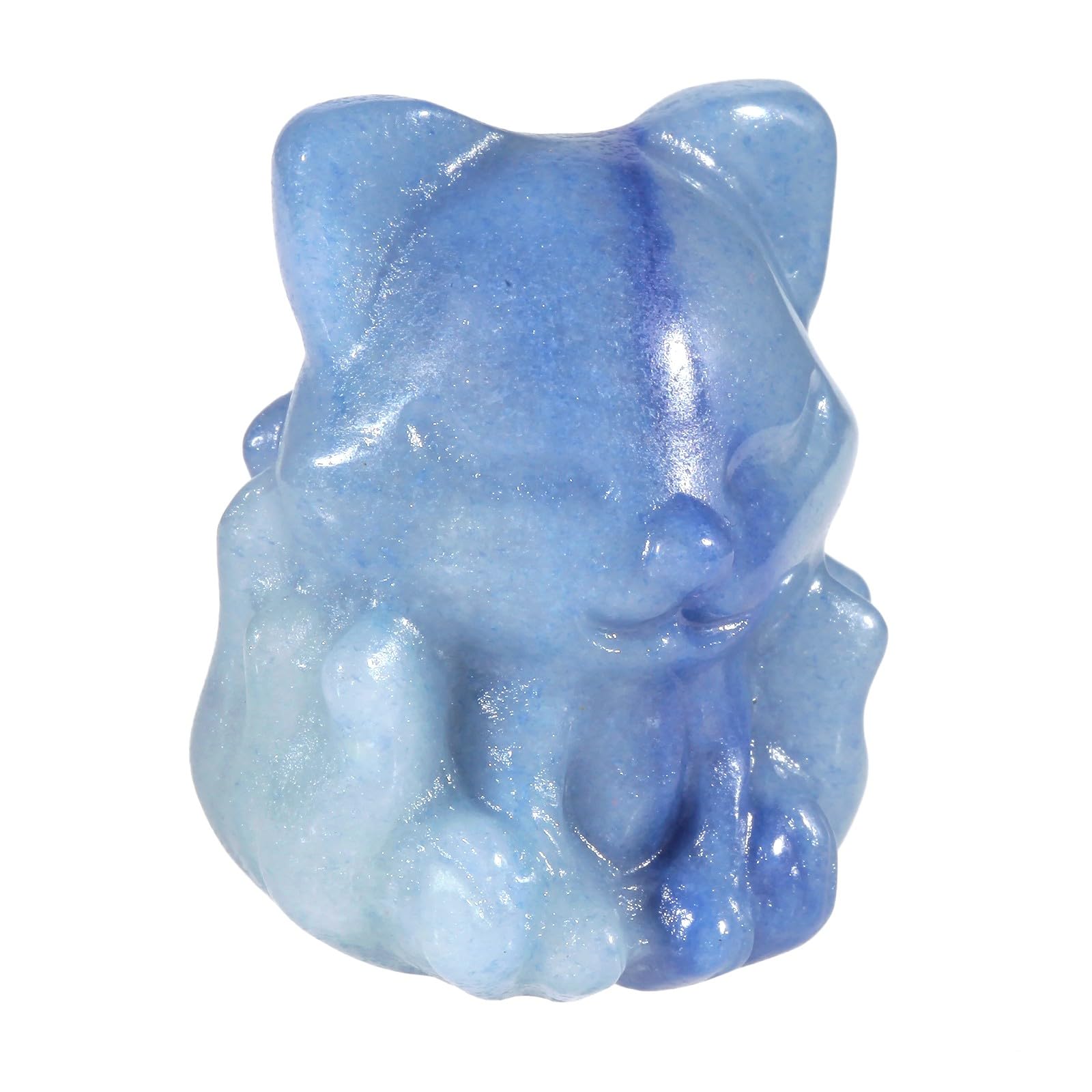 mookaitedecor Blue Aventurine Mini Good Luck Pocket Crystal Fox Figurine Statue
