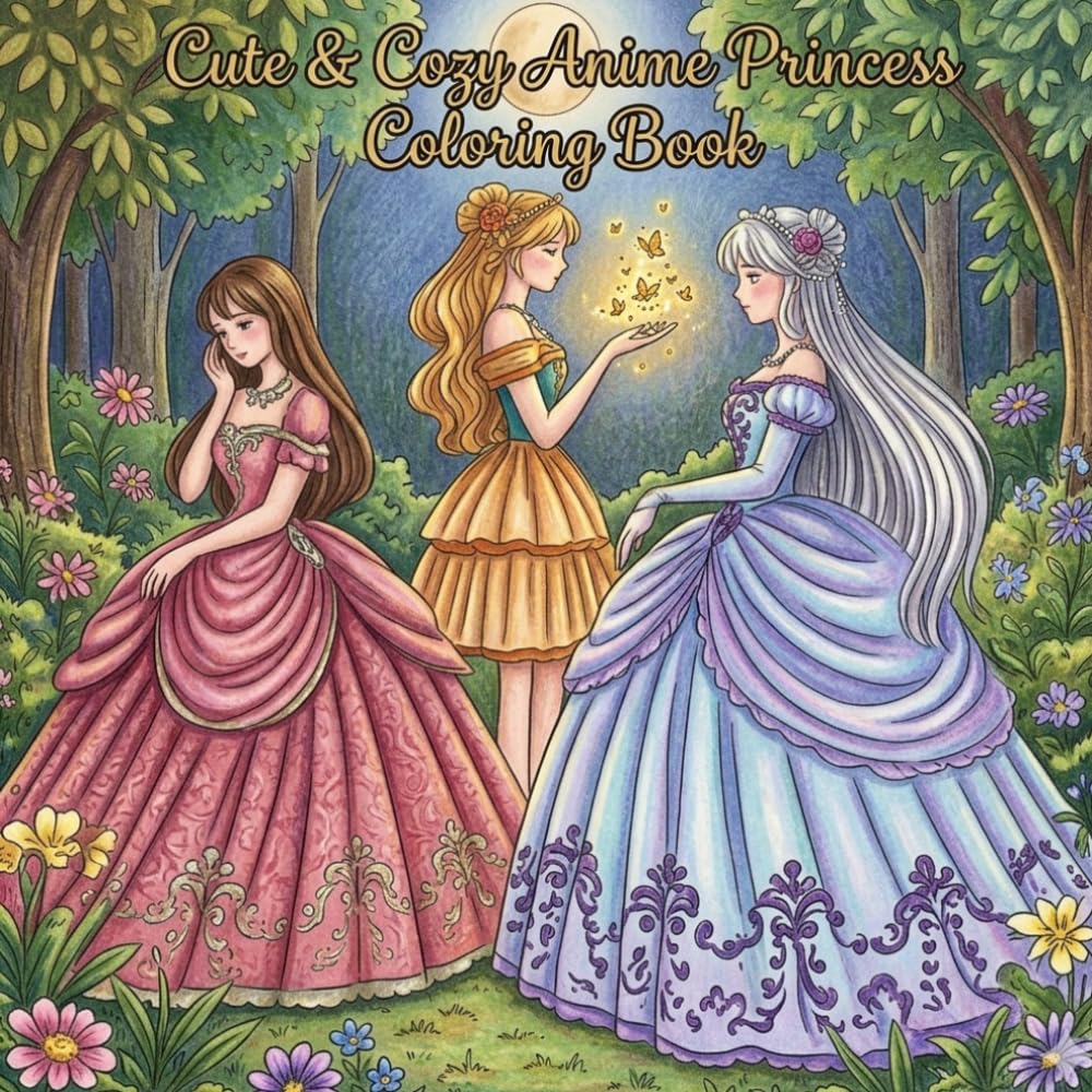 Cute & Cozy Anime Princess Coloring Book: Cute & Relaxing Kawaii Princess Scenes for Stress Relief, Creativity & Peaceful Moments