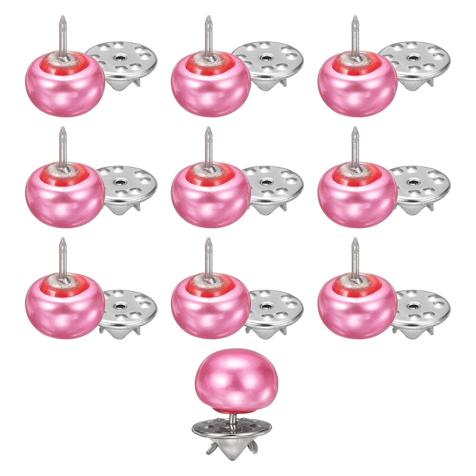 sourcing map 20pcs Rose Red No Sew Pearl Buttons 12mm Cover Up Pins Removable Reusable Craft Button for Shirt Dress DIY Crafts Clothes Decoration