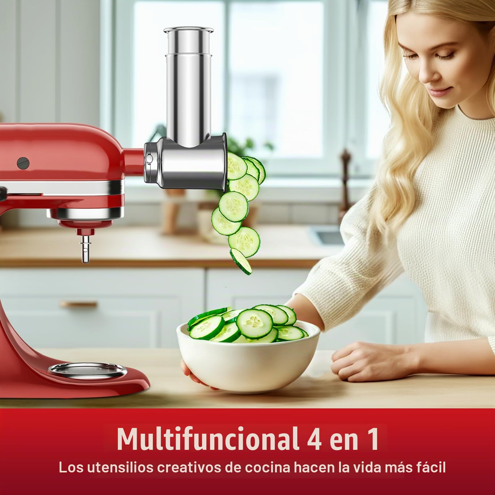 GVODE Accesorio Rallador de Acero Inoxidable para KitchenAid, Rallador de Queso y Verduras