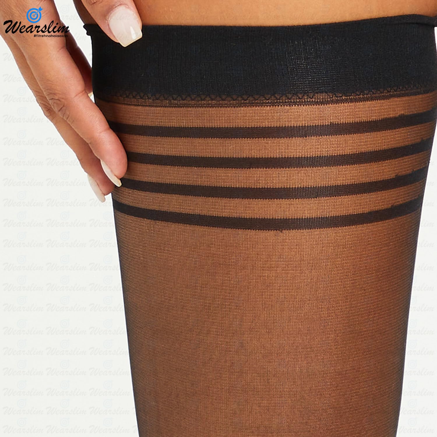 Wearslim Stretchable Stockings for Women Sexy Pantyhose Nylon Transparent Thigh High Sheer Stockings for Girls Comfortable Transparent Tights for Women - Black - Image 4 thumbnail