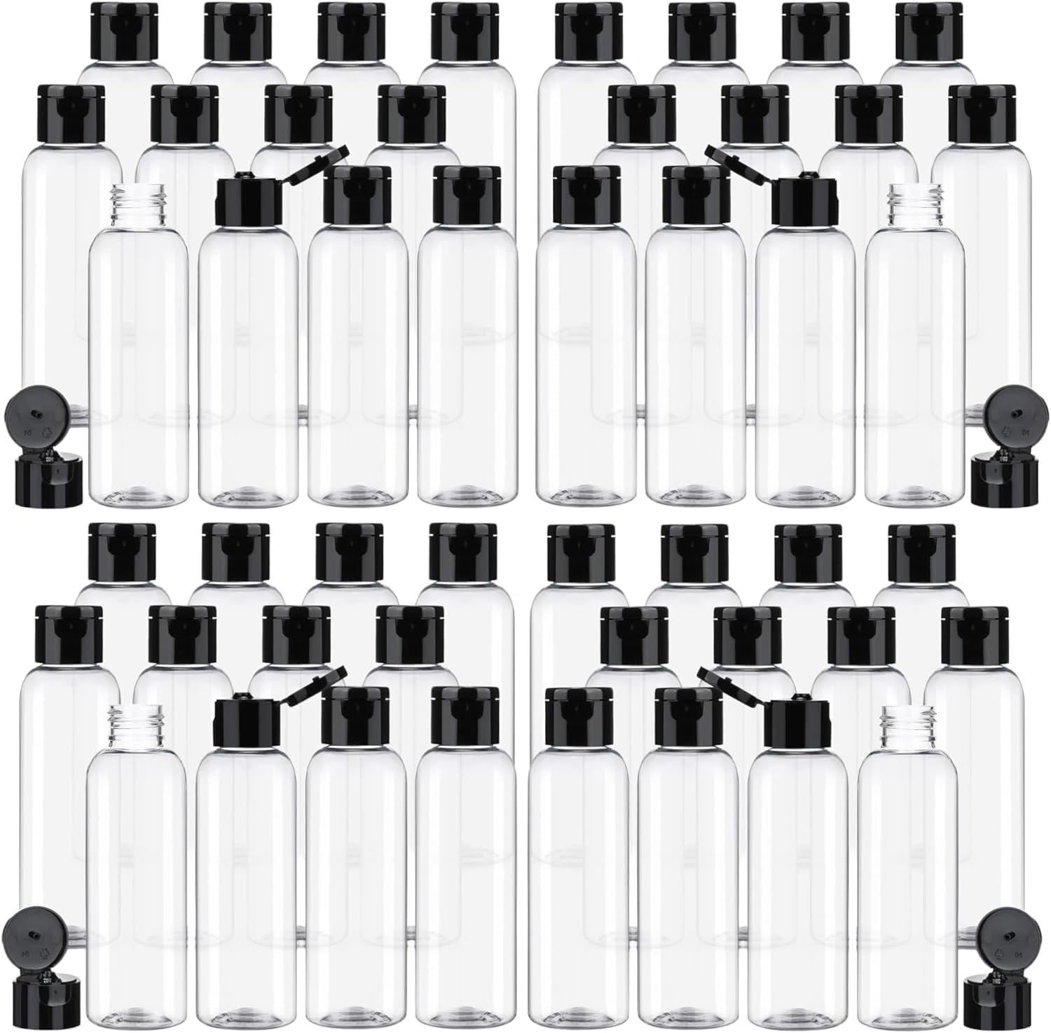 MALLOOM 50 Pièces 100ml Flacon Voyage Vide, Plastique Bouteille de Voyage Cosmetique Flacons, Flacons vaporisateurs vides en plastique transparent pour Lotion, Démaquillant, Shampoing, Gel Douche