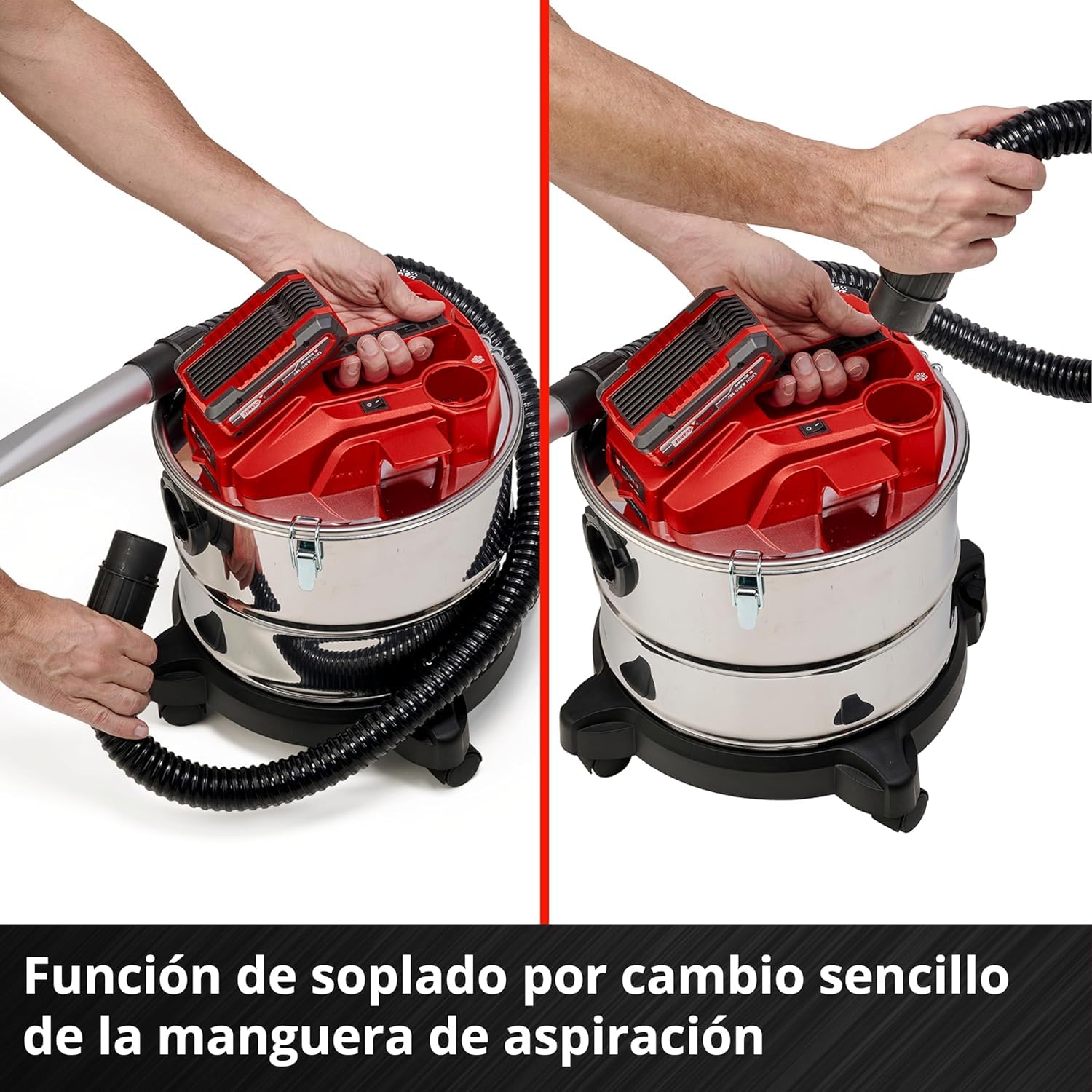 Einhell Aspirador de cenizas inalámbrico - TE-AV 18/15 Li C-Solo PXC. Li-ion, 100 mbar, sistema de limpieza de filtros, recipiente de recogida de 15 L. Suministrado sin batería ni cargador
