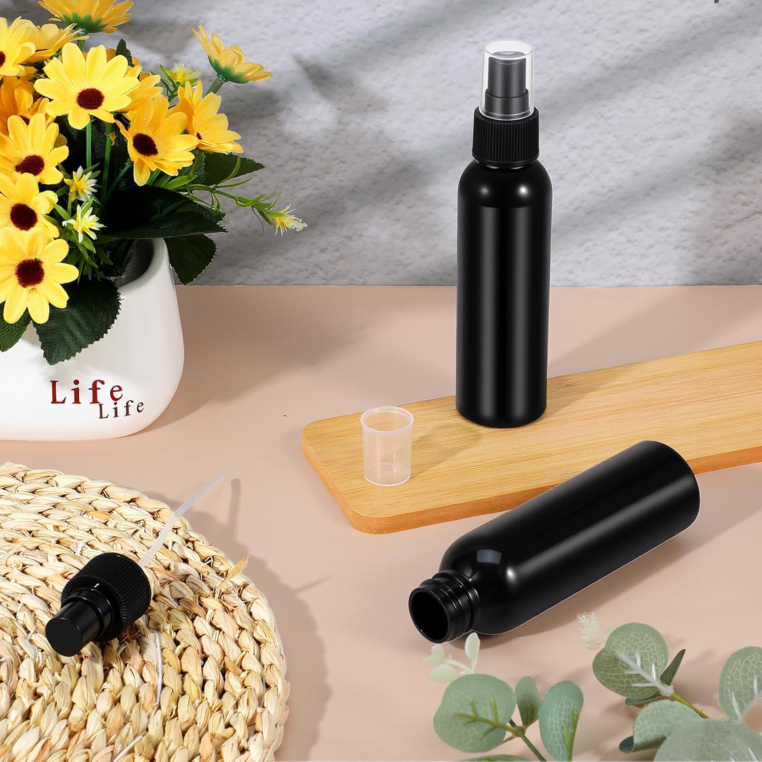 30 Pack Black Empty Spray Bottles 4oz Fine Mist Refillable Plastic Sprayers Travel Portable Misters for Cleaning, Essential Oil Perfume Skin Care