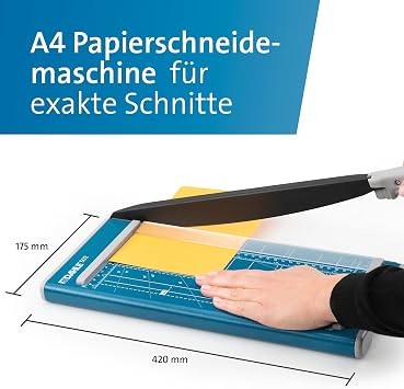 Dahle 502 Papierschneider bis DIN A4 8 Blatt Für Papier Fotos und Visitenkarten ideal für Hobby und kreative Projekte kompakt präzise und einfach zu bedienen