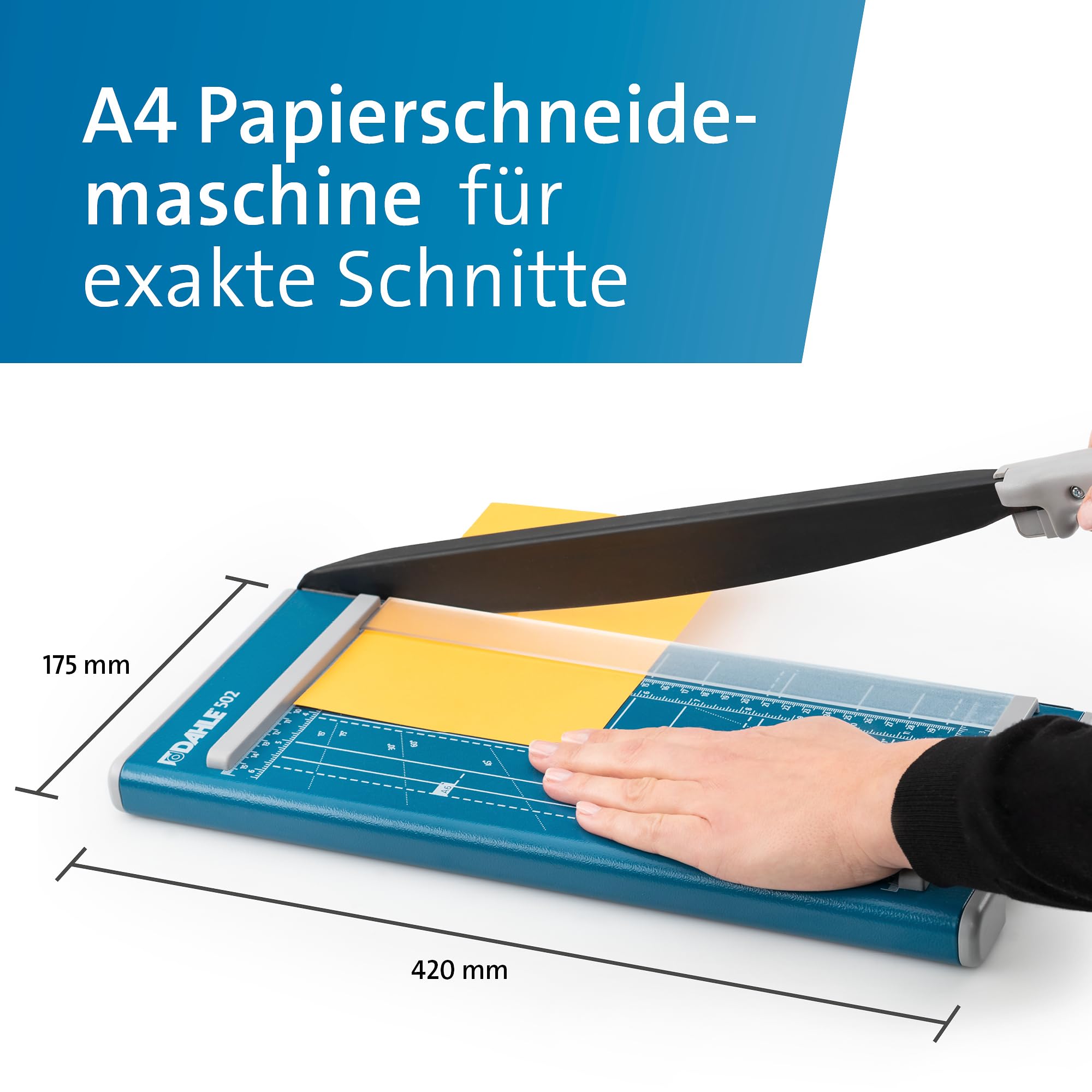 Dahle 502 Papierschneider DIN A4 8 Blatt Schneidleistung Blau