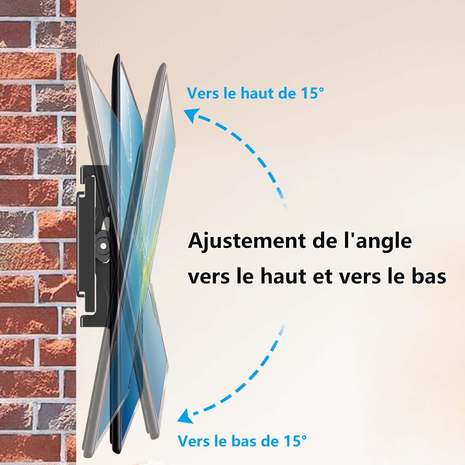 Support Mural TV inclinable pour la Plupart 32 à 68", VESA Jusqu’à 400x400mm et Charge maximale 60 KG, 40 43 50 55 58 60 65 Pouces réglable Rack Mural pour TV,Support TV Mural,TV Wall Mount