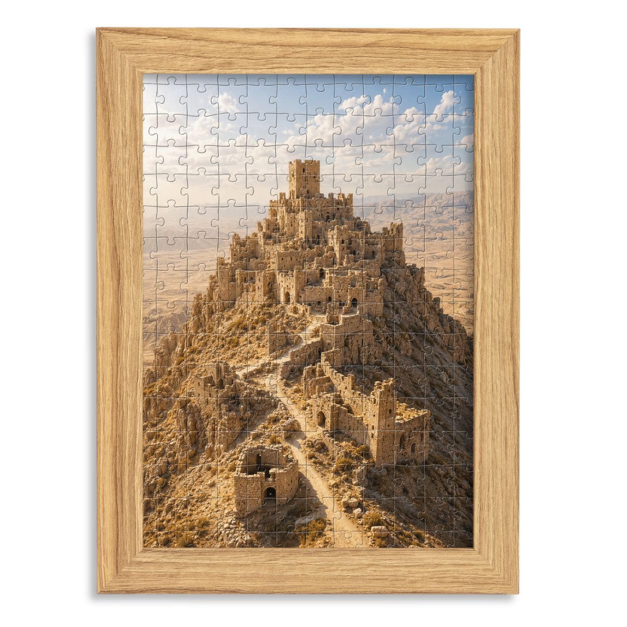 CLAMARO 'PUZZLED' Puzzle Frame for 36 x 49 cm Puzzle - Puzzle Picture Frame in Oak Catania Decor - Picture Frame with 30 mm Wide MDF Wood Frame Including Acrylic Glass and Back Panel