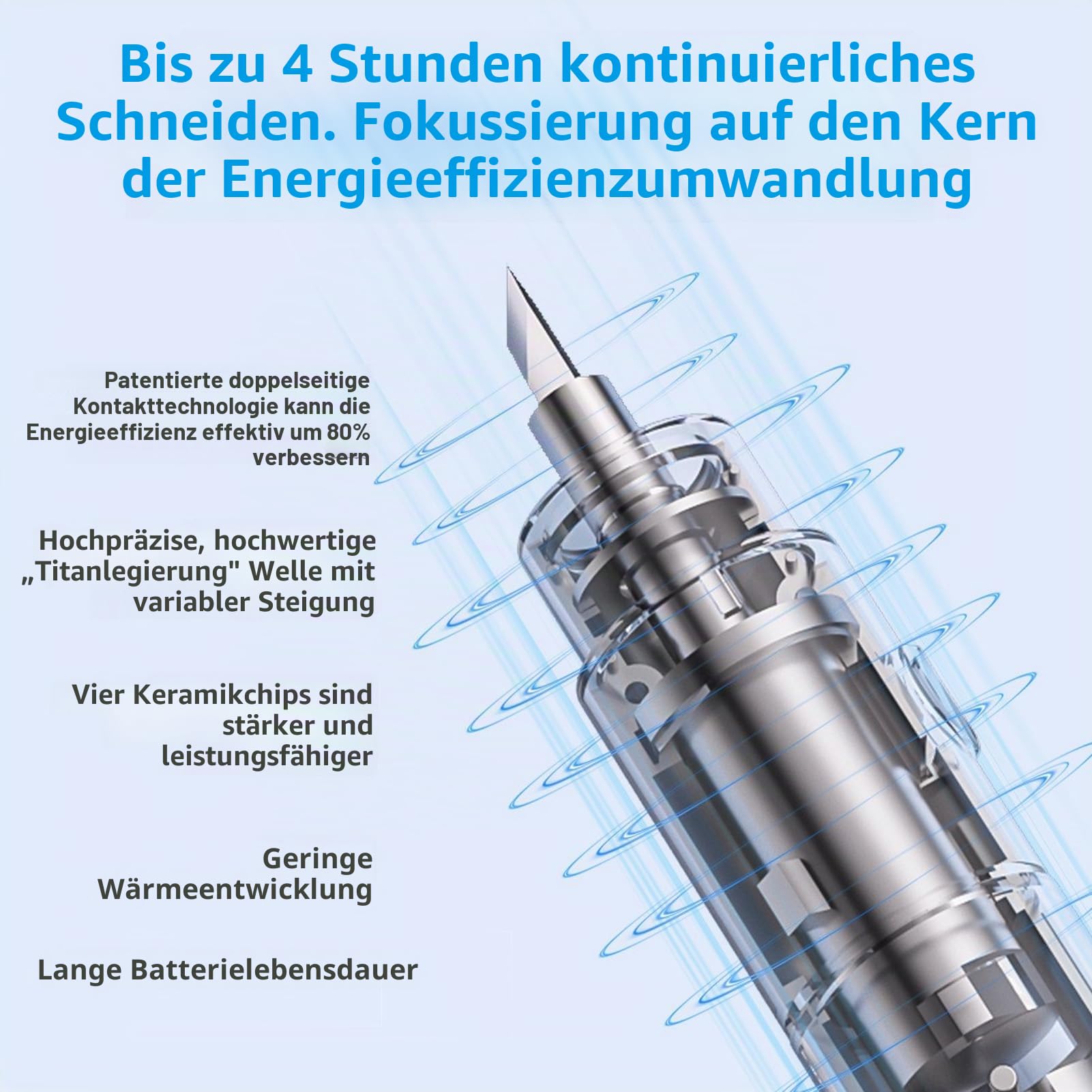 Dpofirs Ultraschall Messer, Ultrasonic Cutter, 50 Klingen, 40 KHz Vibration, für 3D-Druck, Holzbearbeitung, Prototyping, Heimwerken, mit LED-Licht und 3 Ebenen