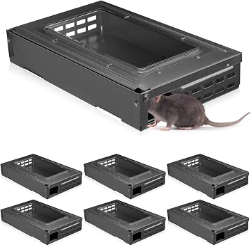 Qualirey 4 Pack Humane Mouse Trap Indoor Home Multi-Catch, Large, Black